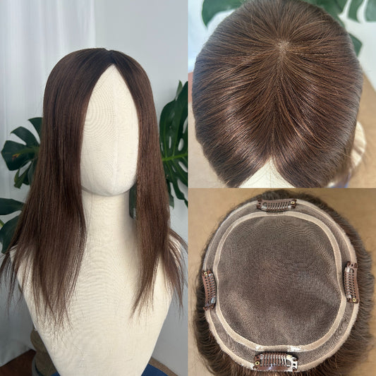 Mono Hair Topper 5.5" × 6" | Brazilian Human Hair | Dark Brown #3 - Hormel Wigs