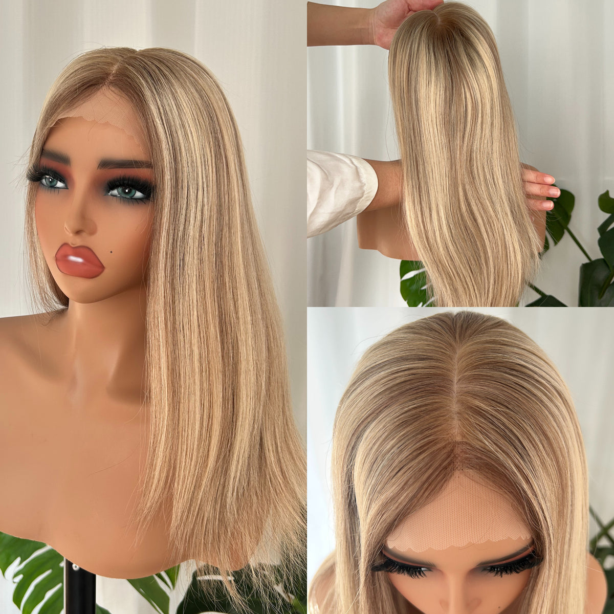 Medical Wig – 4×4 Silk Top, Full Hand-Tied Human Hair, 14”