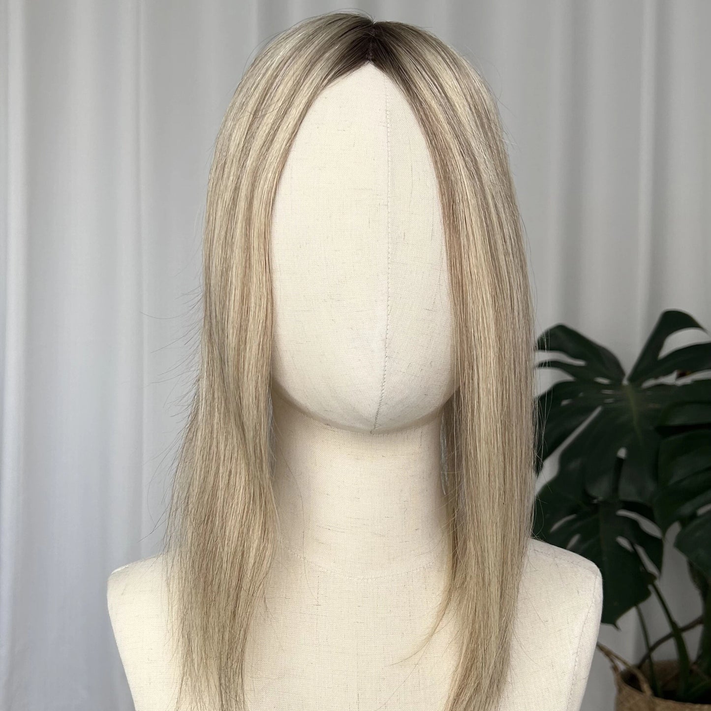 Mono Hair Topper 5.5" × 6" | Brazilian Human Hair | T9A-613 Rooted Blonde | 14"