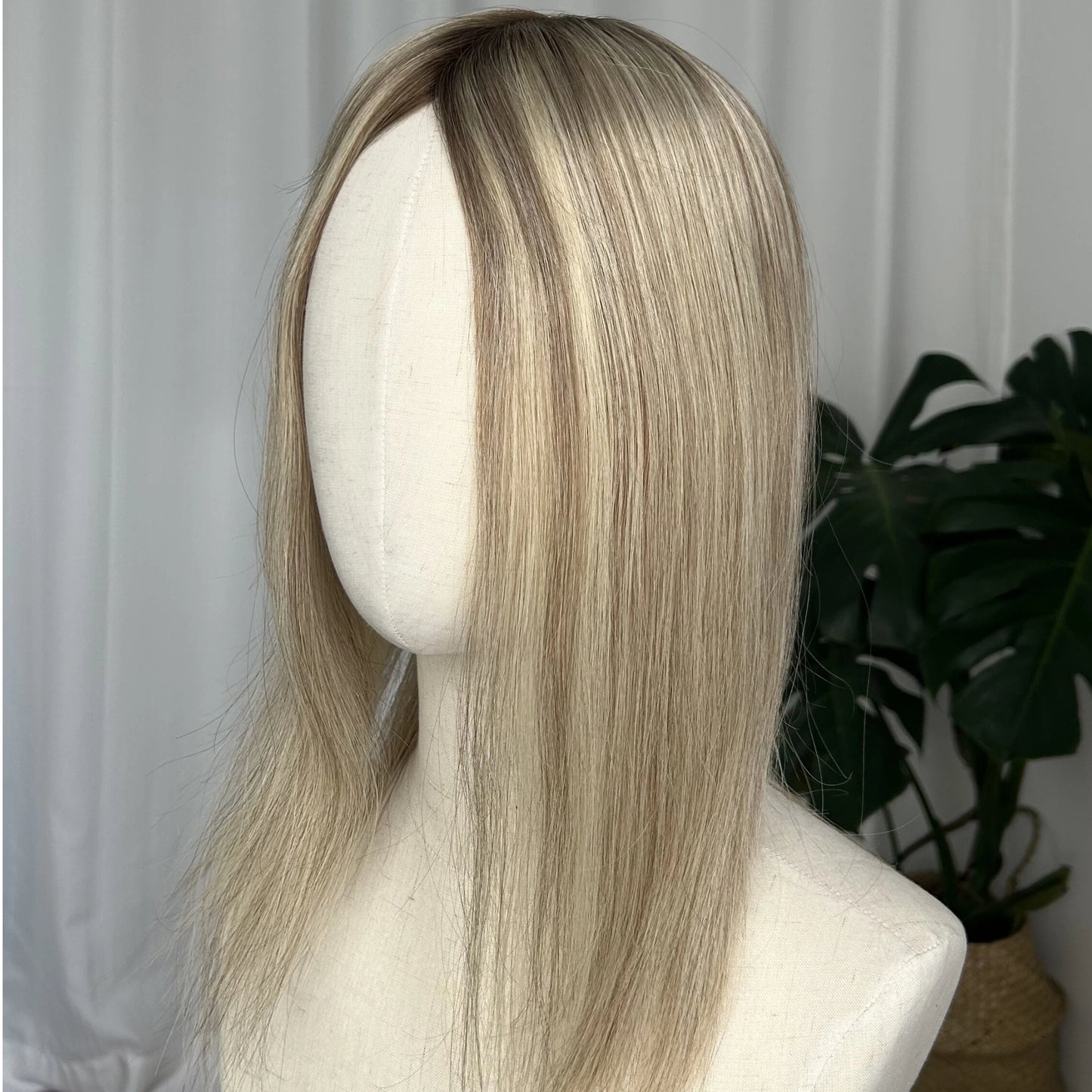 Mono Hair Topper 5.5" × 6" | Brazilian Human Hair | T9A-613 Rooted Blonde | 14"