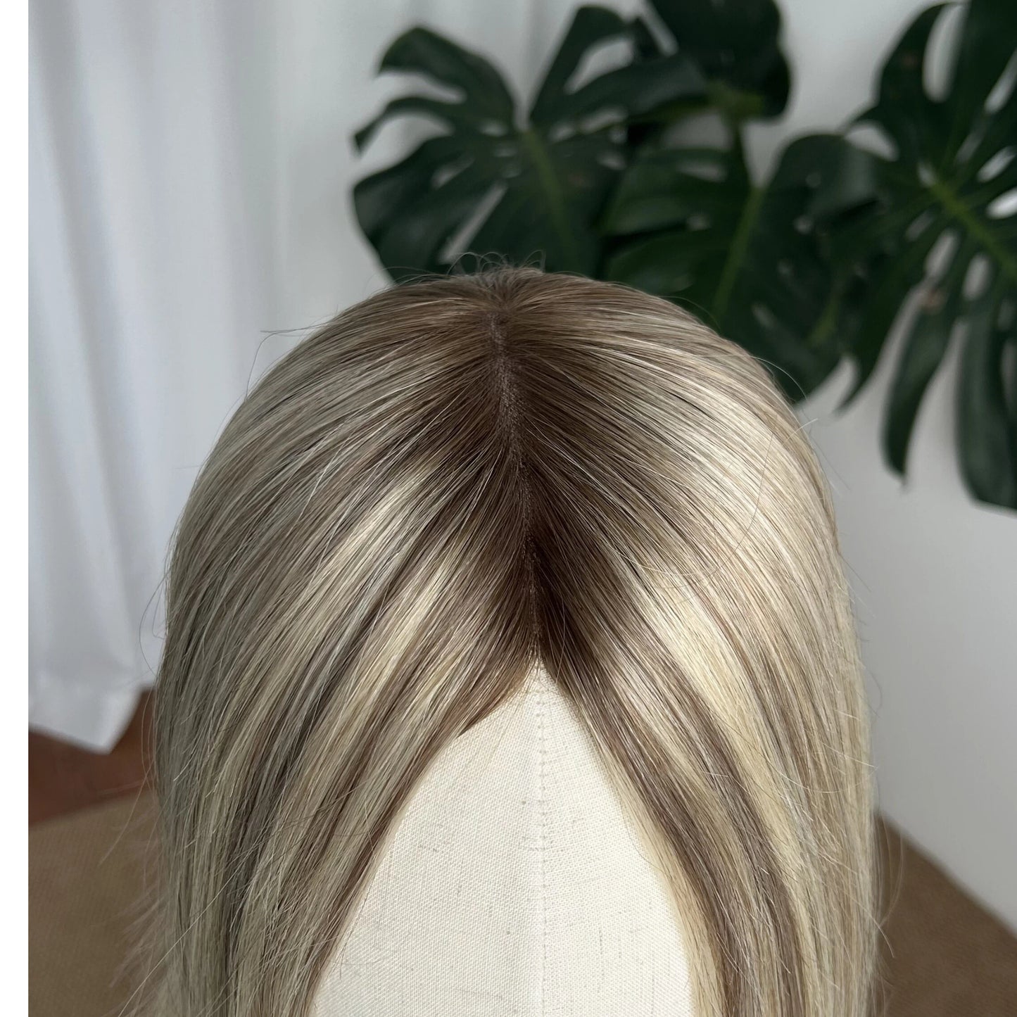 Mono Hair Topper 5.5" × 6" | Brazilian Human Hair | T9A-613 Rooted Blonde | 14"