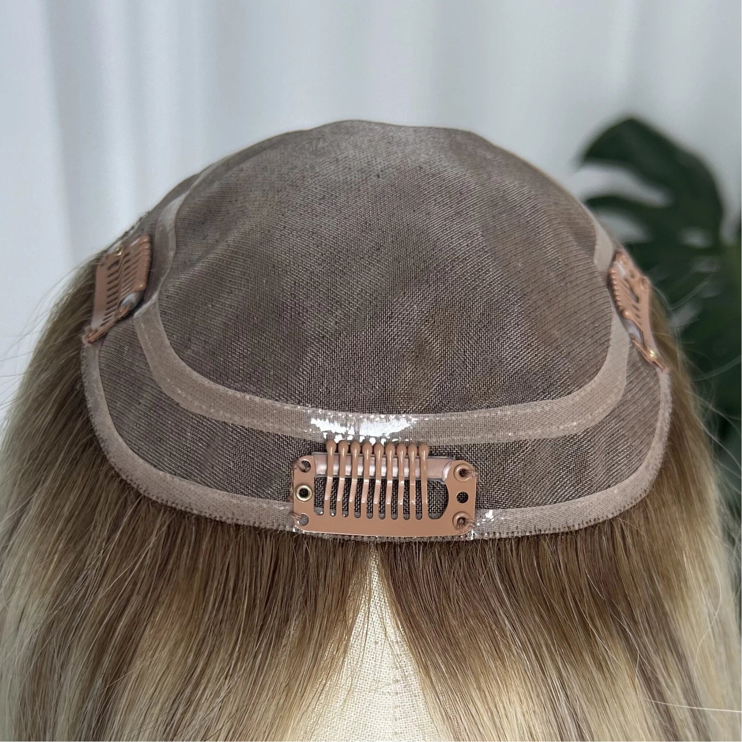 Mono Hair Topper 5.5" × 6" | Brazilian Human Hair | T9A-613 Rooted Blonde | 14"