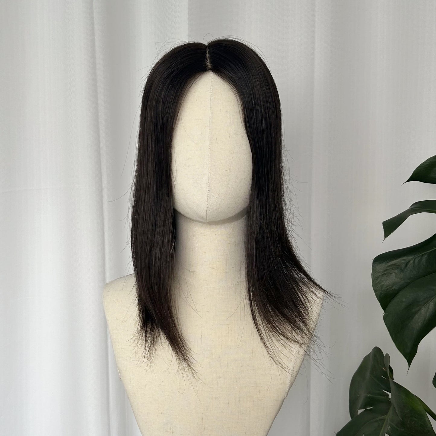 Silk Base Human Hair Topper | 6" × 7" | 14" Length | Natural Black