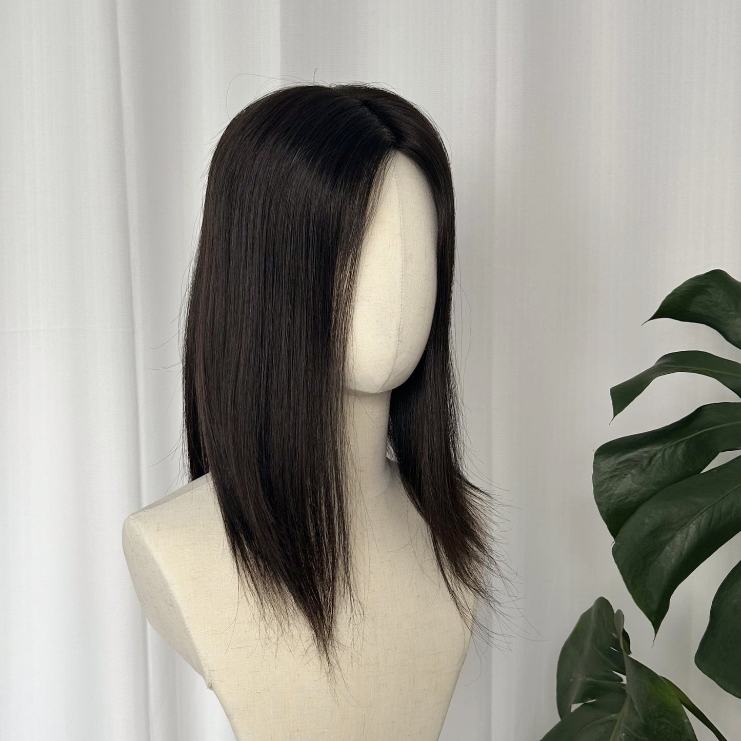 Silk Base Human Hair Topper | 6" × 7" | 14" Length | Natural Black